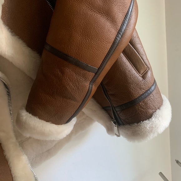 Genuine Leather and Shearling Jacket - Brown Leather - Size L - NWoT! *RARE* - Picture 8 of 11